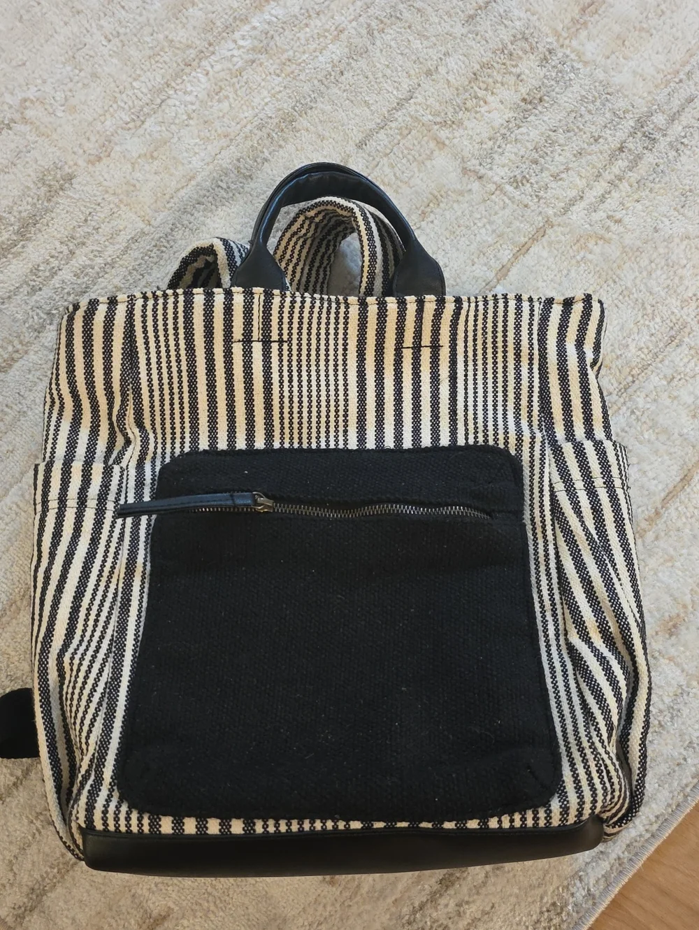 Universal Thread Black & Cream Striped Canvas Backpack